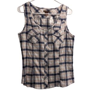 🆕 dmbm Plaid Sleeveless Button Down Top L